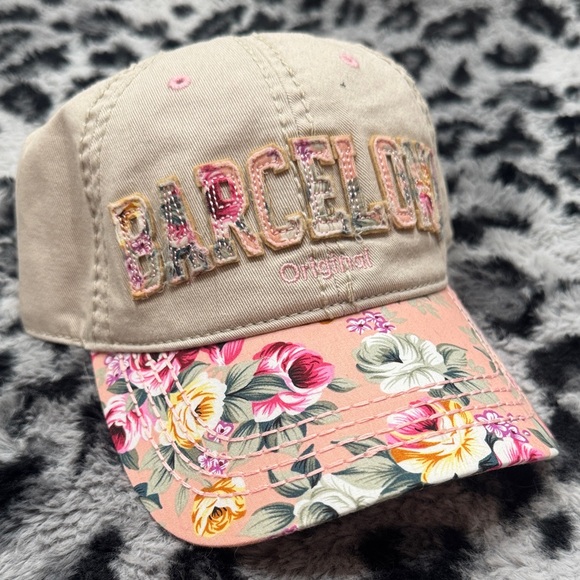 Robin Ruth Accessories - Robin Ruth Tan and Pink Floral Barcelona Cap